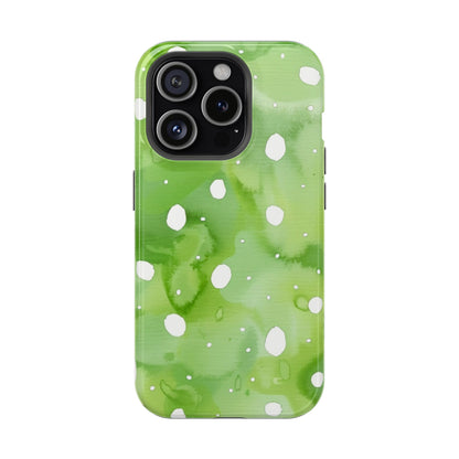 Green Watercolor Polka Dot Magnetic Impact Phone Case