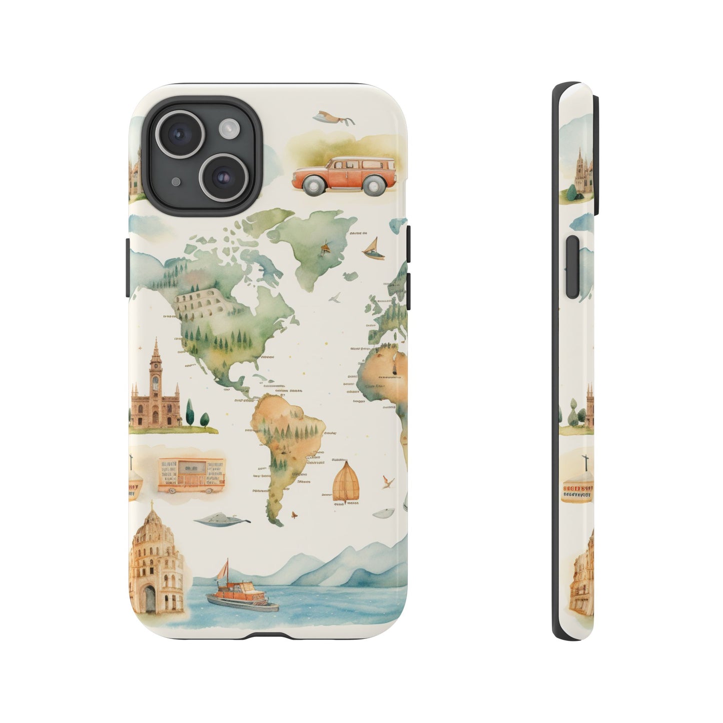 Hard Phone Case — Watercolor Fantasy Map Castle Design