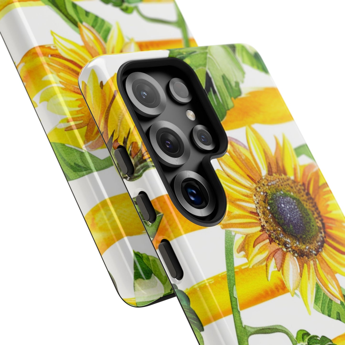 Sunflower Stripes Phone Case - Bright Floral Tough Case