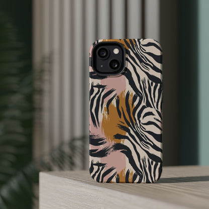Zebra Brushstroke Magnetic Impact Phone Case,Africa Pattern