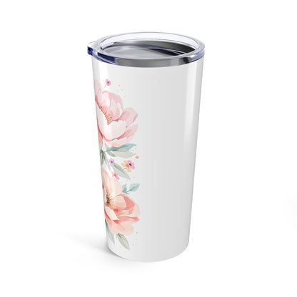 20oz Floral Tumbler – Pink Peony Watercolor Travel Cup
