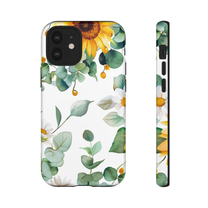 Sunflower & Eucalyptus Tough Phone Case — Protective Floral iPhone Case