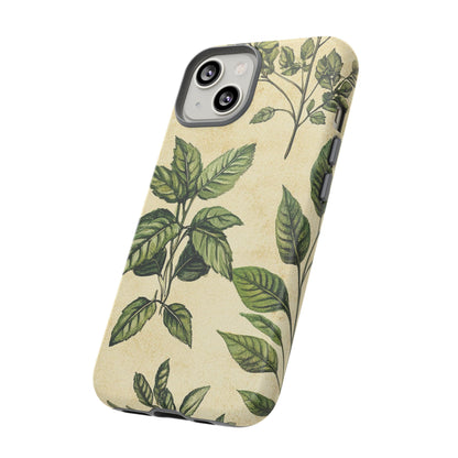Botanical Leaves Tough Phone Case — Vintage Green Plant Print