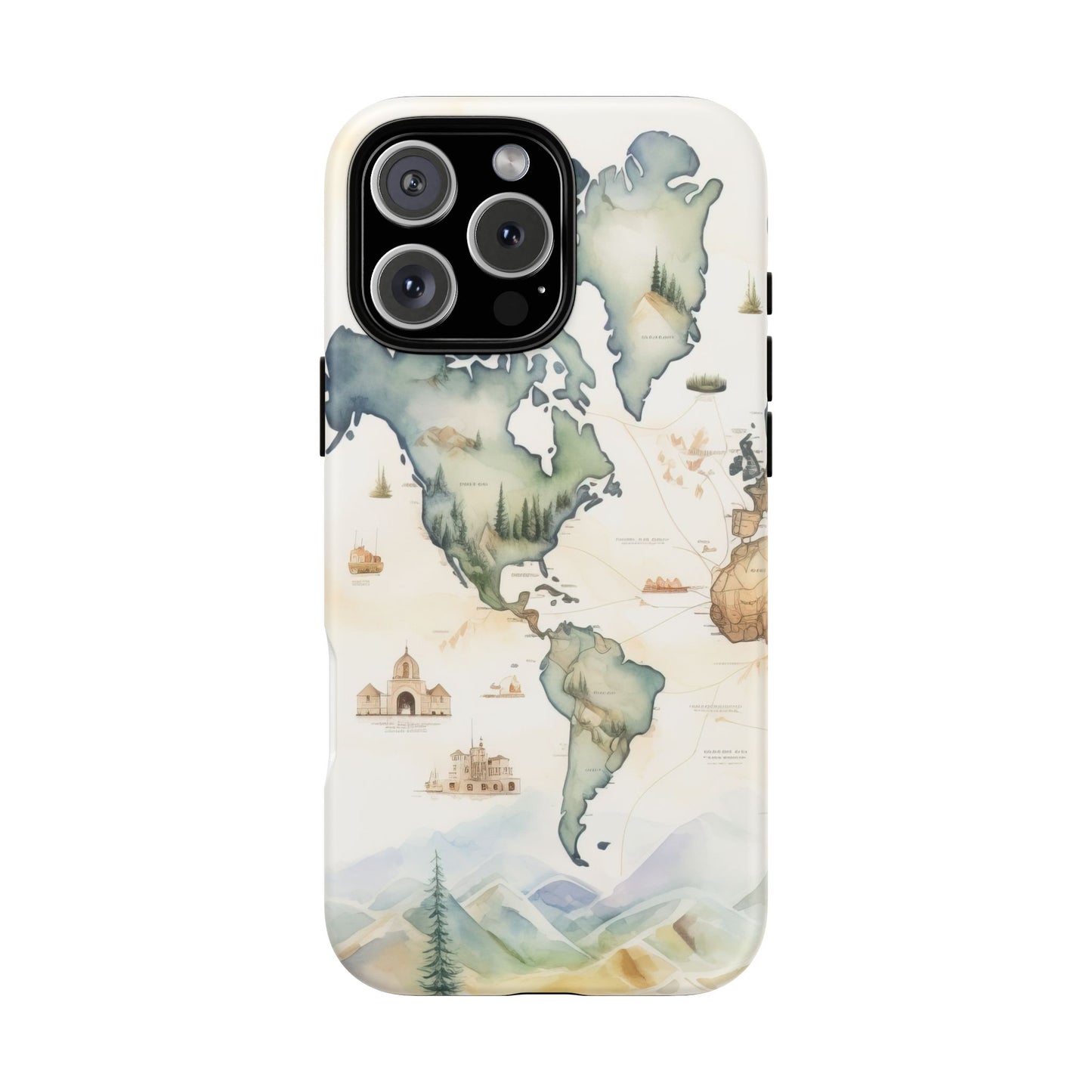 Hard Phone Case — Watercolor Fantasy Map Castle Design