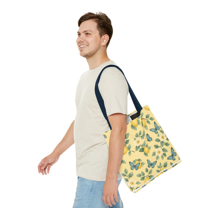 Sunny Lemon Blossom Tote Bag, Summer Vibes, Eco-Friendly Shopping Bag, Floral Market Tote, Perfect Gift for her/him