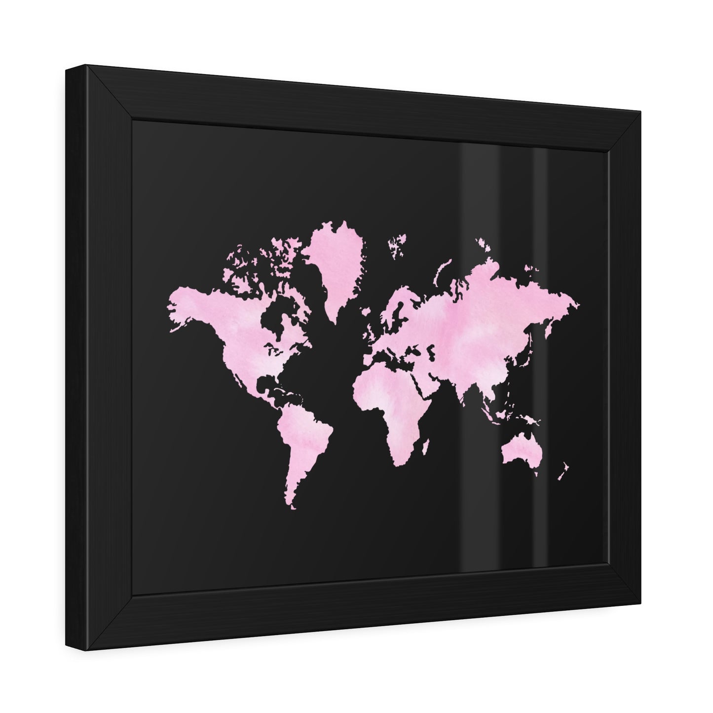 Pink Watercolor World Map Framed Poster,Coquette Poster