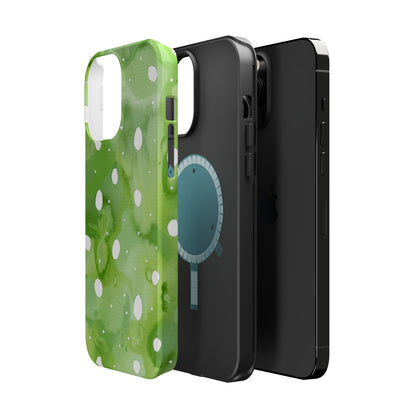 Green Watercolor Polka Dot Magnetic Impact Phone Case