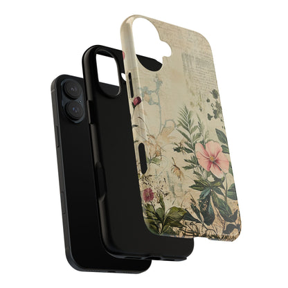 Floral Vintage Tough Case – Botanical Protective Phone Cover,Plants Lovers