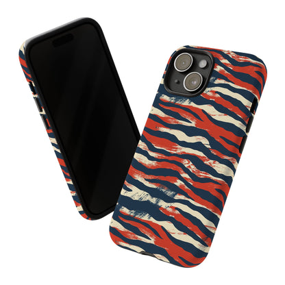 Patriotic Red White Blue Zebra Phone Case,Africa Pattern