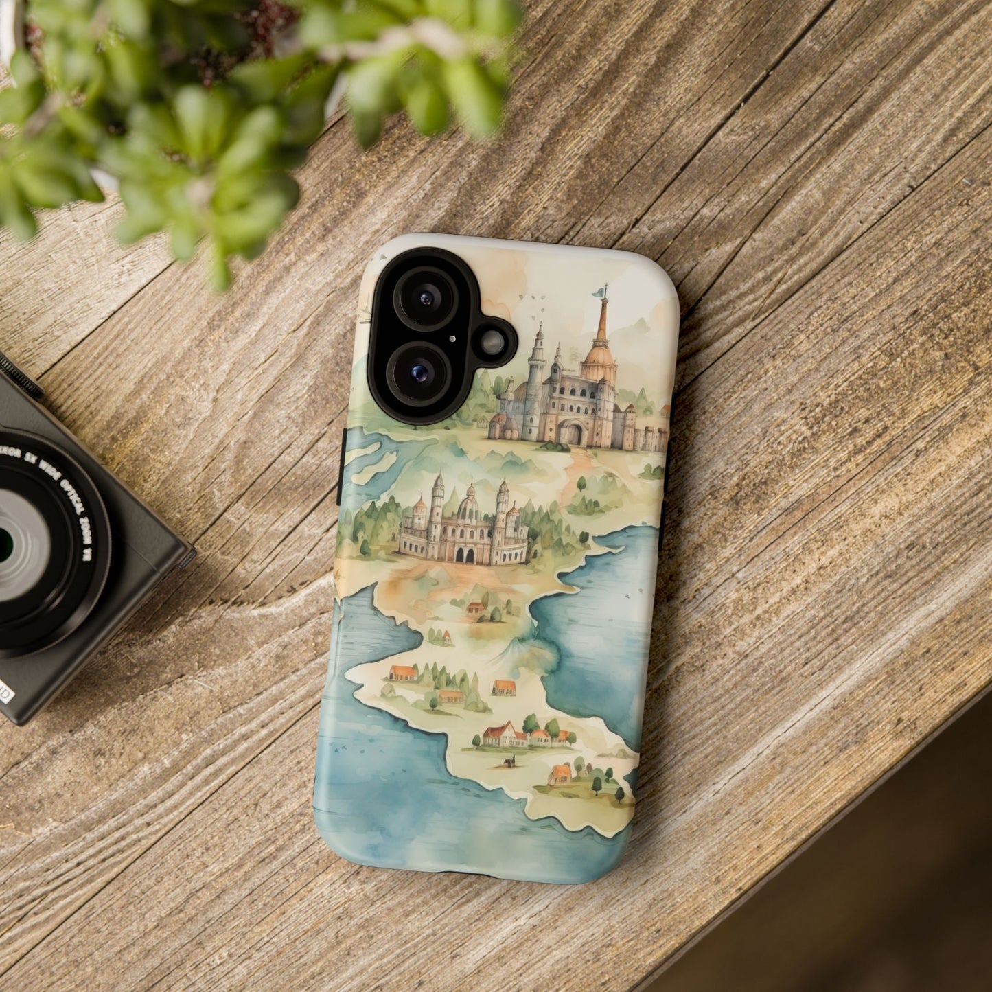 Hard Phone Case — Watercolor Fantasy Map Castle Design