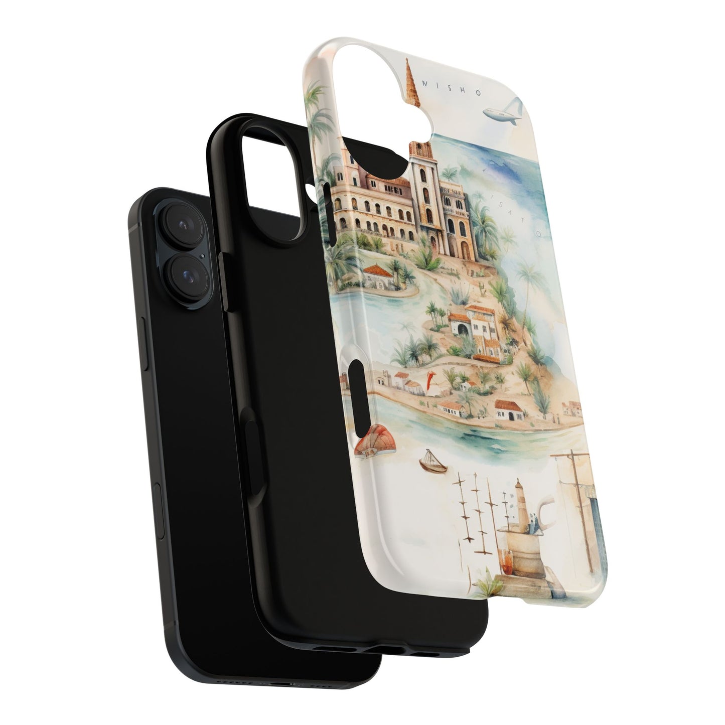 Hard Phone Case — Watercolor Fantasy Map Castle Design
