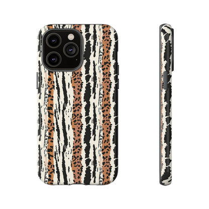 Animal Stripe Phone Case — Leopard & Zebra Pattern Tough Protective Cover,Africa Pattern .