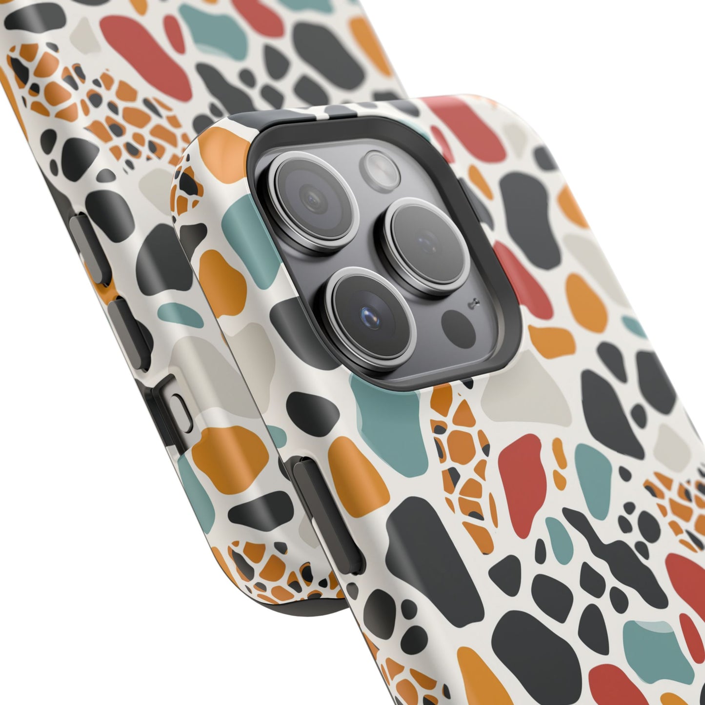 Terrazzo Pattern Magnetic Impact Phone Case — Colorful Retro Pebble Design