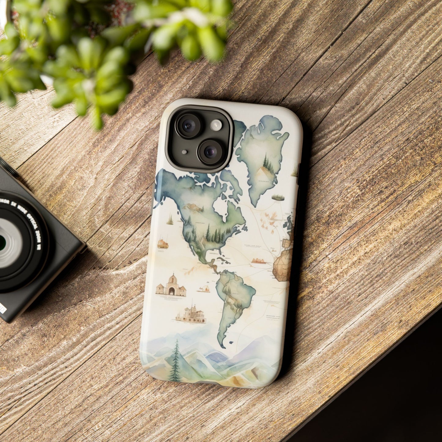 Hard Phone Case — Watercolor Fantasy Map Castle Design