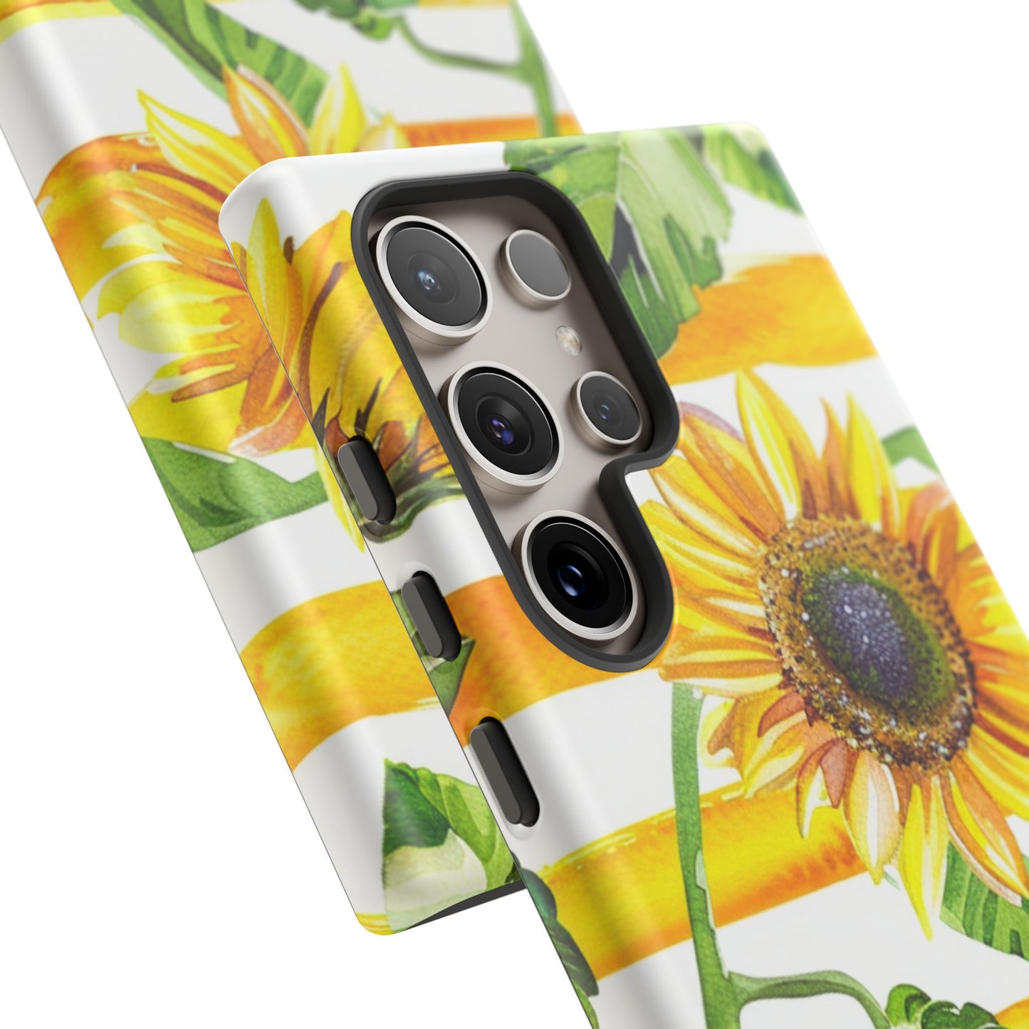 Sunflower Stripes Phone Case - Bright Floral Tough Case