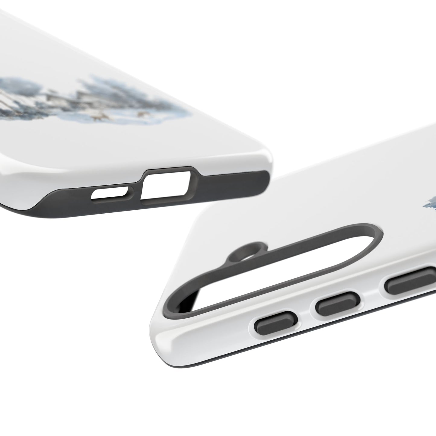 Nature-Inspired Tough Phone Case with Winter Cabin Design