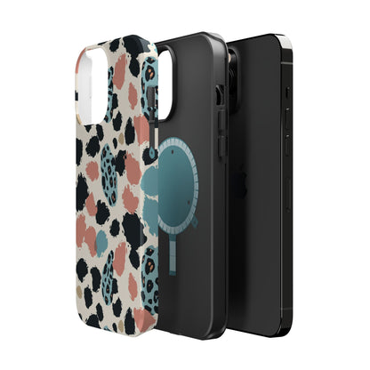 Leopard Splash Magnetic Impact Phone Case — Teal & Coral Animal Print