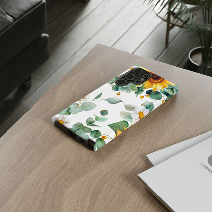 Sunflower & Eucalyptus Tough Phone Case — Protective Floral iPhone Case