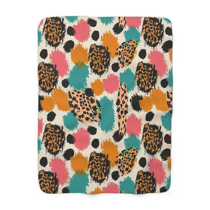 Colorful Leopard Print Sherpa Blanket - Soft Fleece Throw for Cozy Home & Gifts