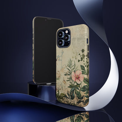 Floral Vintage Tough Case – Botanical Protective Phone Cover,Plants Lovers