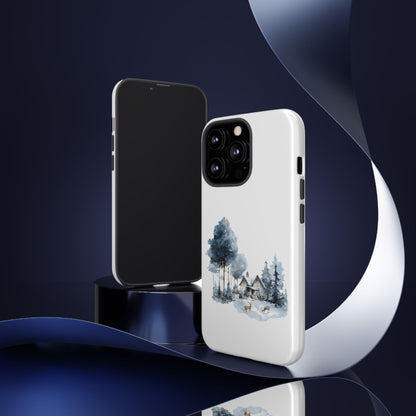 Nature-Inspired Tough Phone Case with Winter Cabin Design