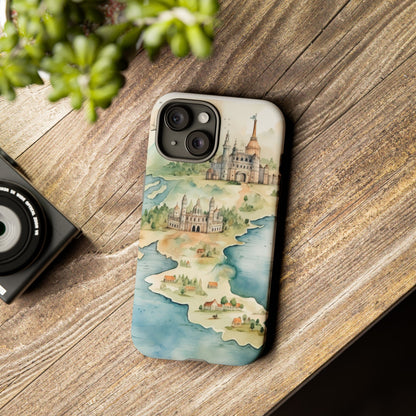 Hard Phone Case — Watercolor Fantasy Map Castle Design