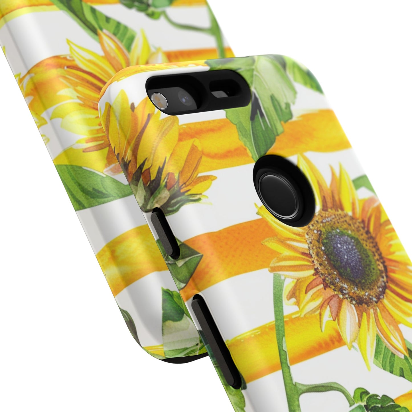 Sunflower Stripes Phone Case - Bright Floral Tough Case