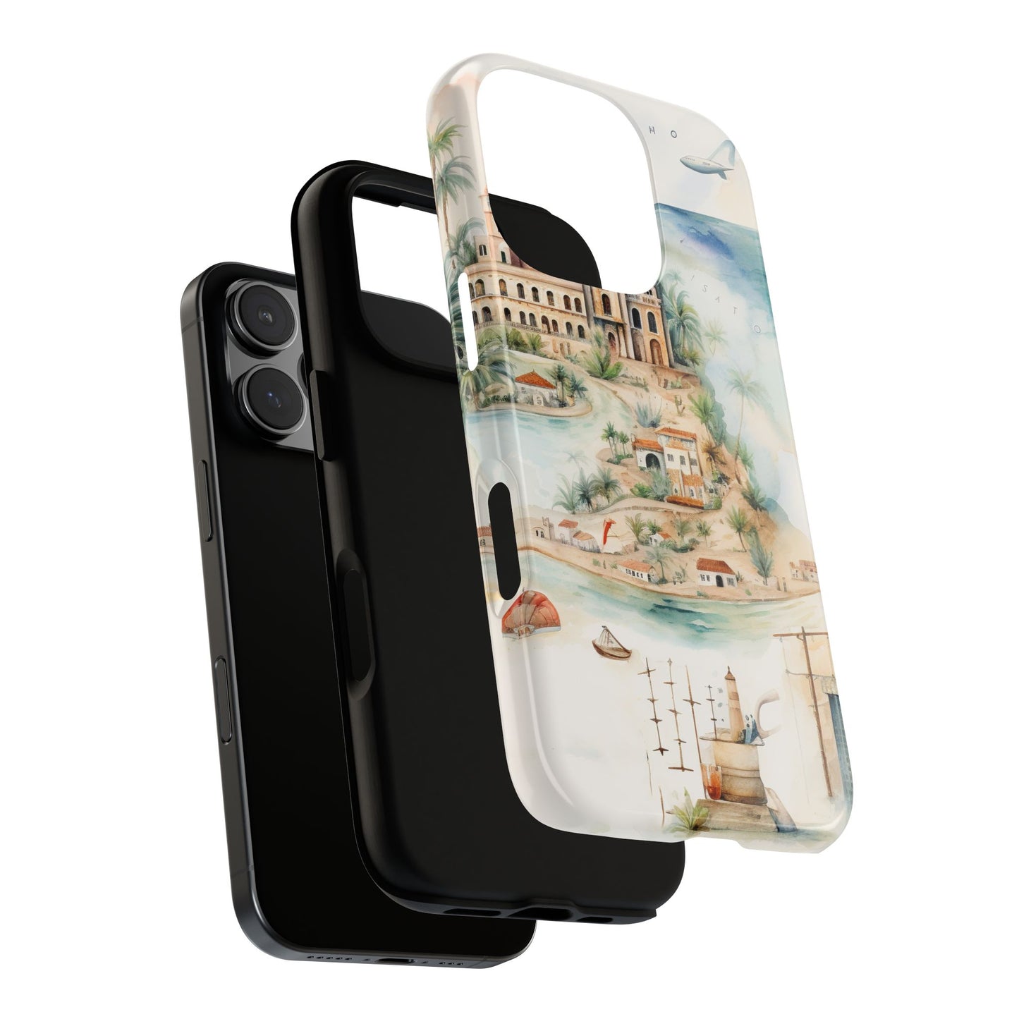 Hard Phone Case — Watercolor Fantasy Map Castle Design