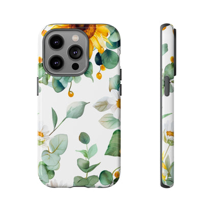 Sunflower & Eucalyptus Tough Phone Case — Protective Floral iPhone Case