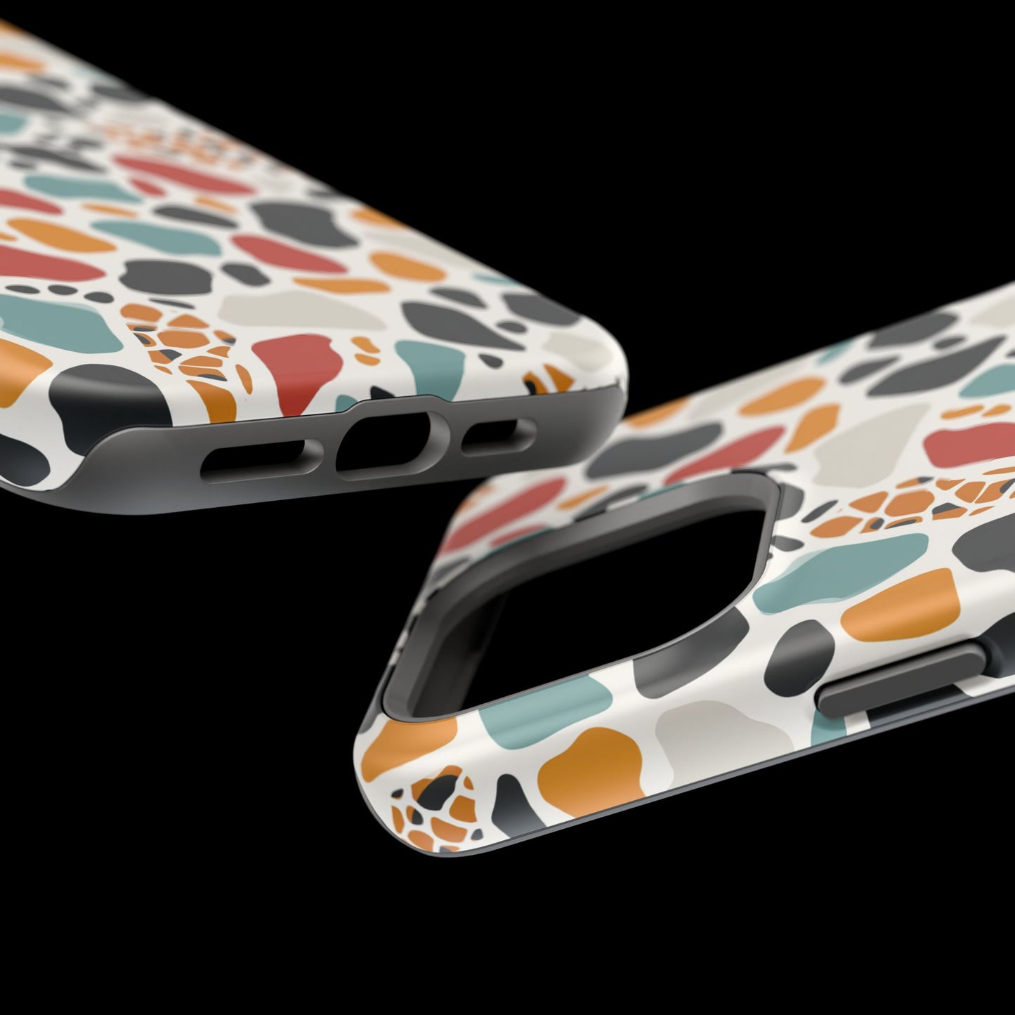 Terrazzo Pattern Magnetic Impact Phone Case — Colorful Retro Pebble Design