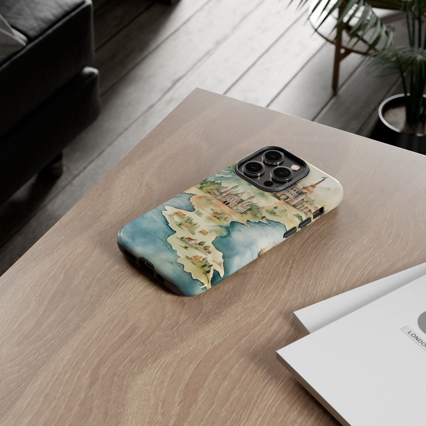 Hard Phone Case — Watercolor Fantasy Map Castle Design