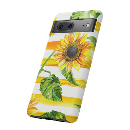 Sunflower Stripes Phone Case - Bright Floral Tough Case