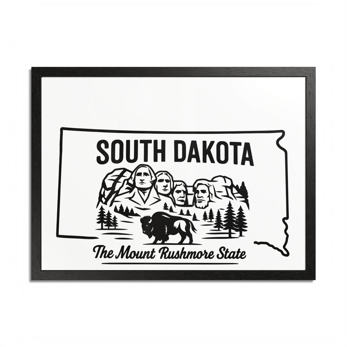 South Dakota State Framed Poster — The Evergreen State Vintage Map Print,Perfect Gift For Her,For Him.