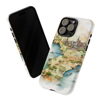 Hard Phone Case — Watercolor Fantasy Map Castle Design
