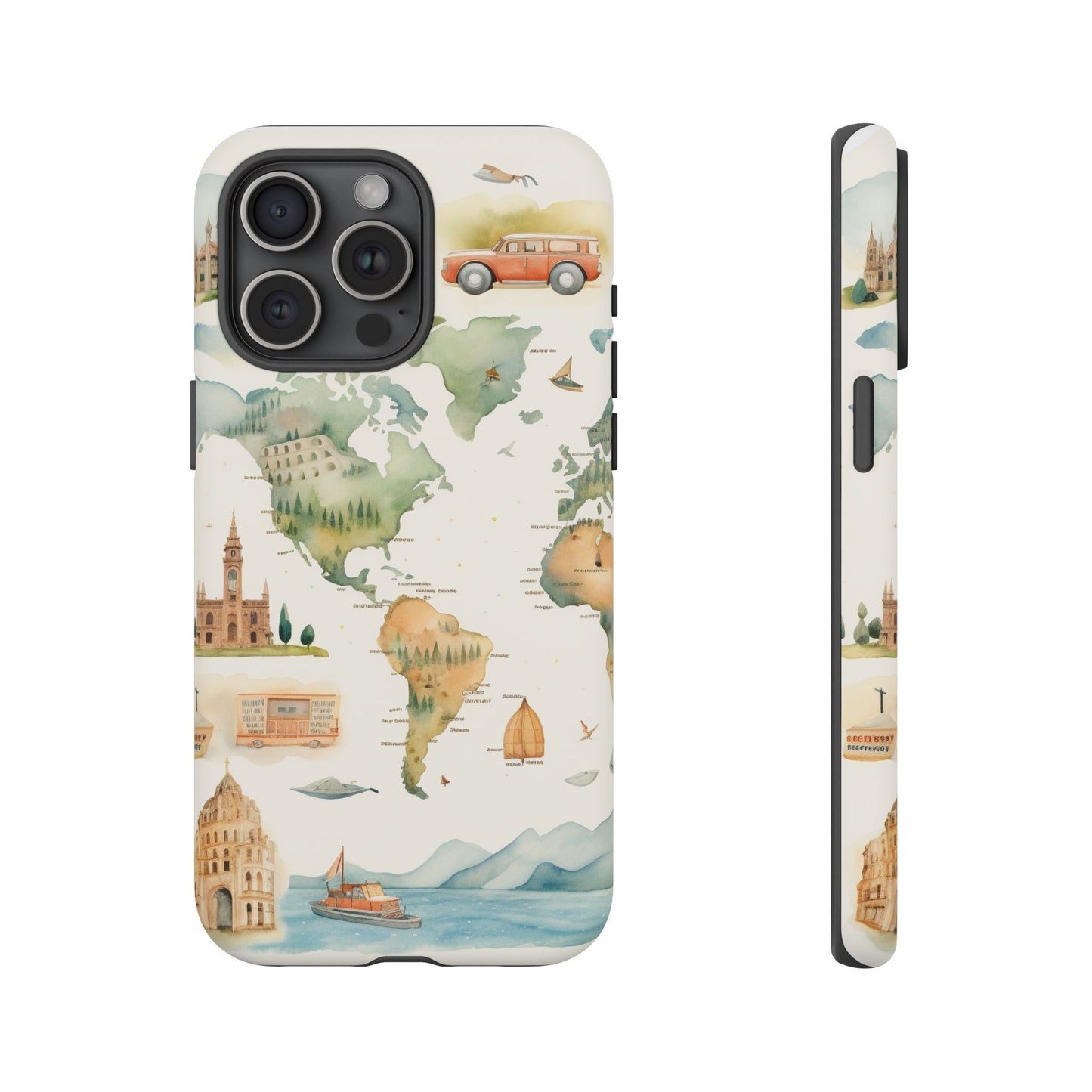 Hard Phone Case — Watercolor Fantasy Map Castle Design