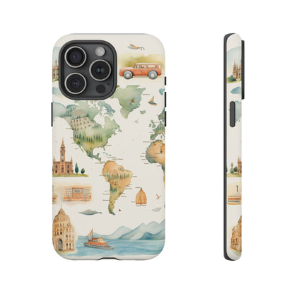 Hard Phone Case — Watercolor Fantasy Map Castle Design
