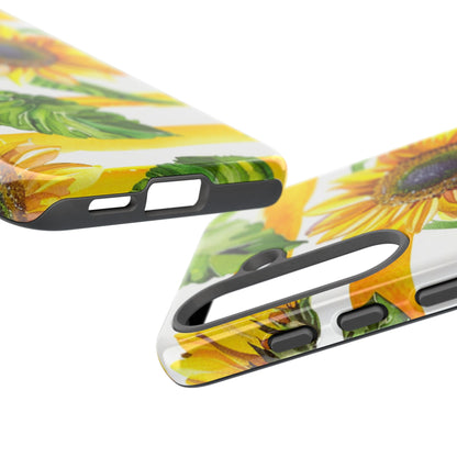 Sunflower Stripes Phone Case - Bright Floral Tough Case