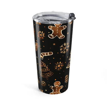 Christmas Holiday Tumbler 20oz – Festive Gingerbread & Tree Design