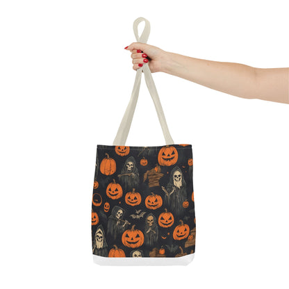 Halloween Pumpkin Tote Bag, Spooky Seasonal Eco-Friendly Bag, Trick or Treat Tote, Fall Accessory, Gifting for Halloween Lovers
