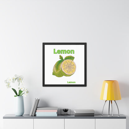 Lemon Framed Poster, Bright Home Decor, Kitchen Art, Gift for Citrus Lovers, Fresh Farmhouse Style