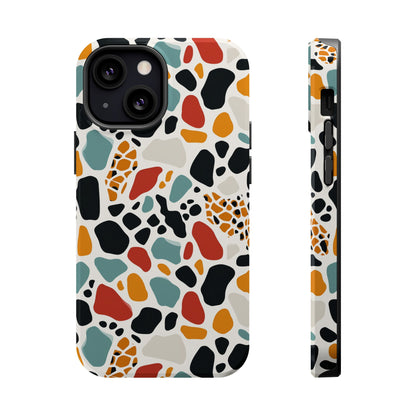 Terrazzo Pattern Magnetic Impact Phone Case — Colorful Retro Pebble Design