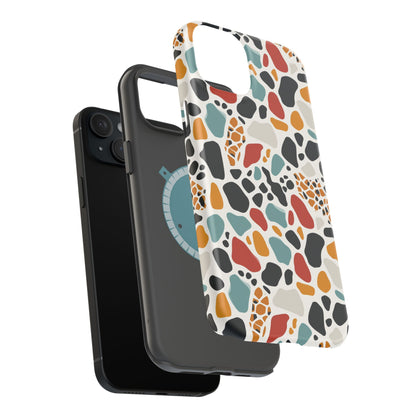 Terrazzo Pattern Magnetic Impact Phone Case — Colorful Retro Pebble Design