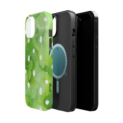 Green Watercolor Polka Dot Magnetic Impact Phone Case