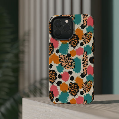 Leopard Splash Magnetic Impact Phone Case — Colorful Abstract Animal Print