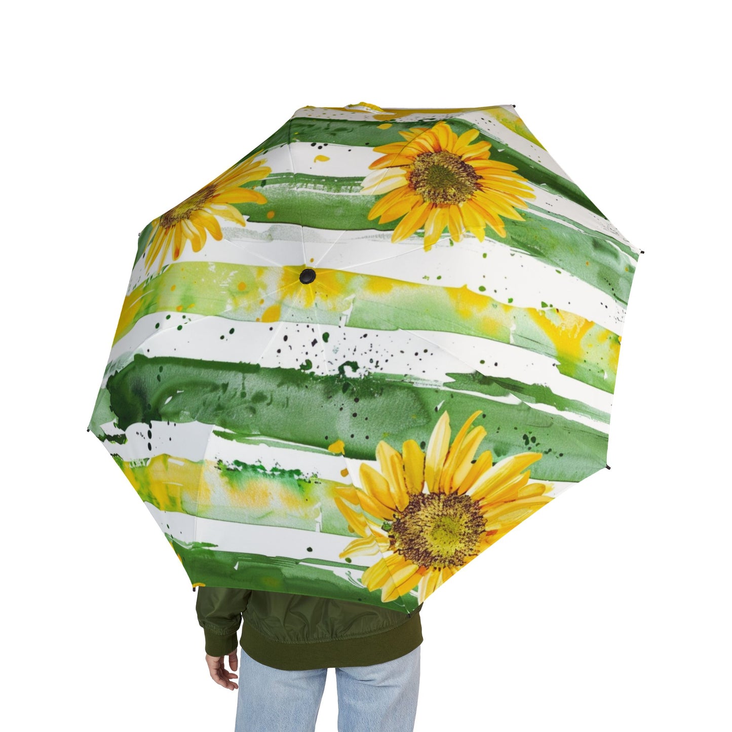 Sunflower Foldable Umbrella — Semi-Automatic Compact Rain Parasol