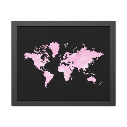 Pink Watercolor World Map Framed Poster,Coquette Poster