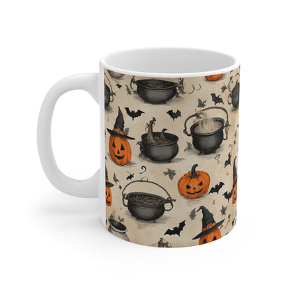 Halloween Themed Mug, Spooky Coffee Cup for Fall, Pumpkin Decor, Witchy Kitchenware, Perfect Gift for Halloween Lovers