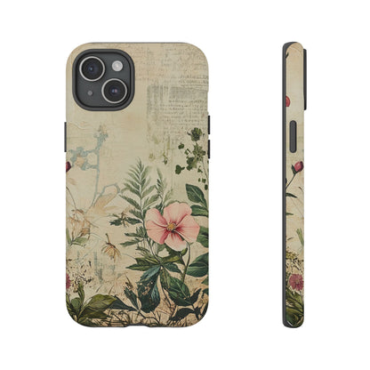 Floral Vintage Tough Case – Botanical Protective Phone Cover,Plants Lovers