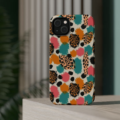 Leopard Splash Magnetic Impact Phone Case — Colorful Abstract Animal Print