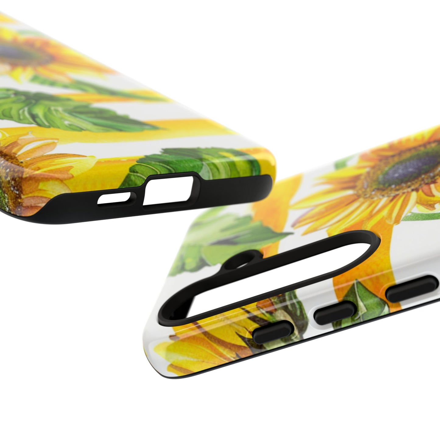 Sunflower Stripes Phone Case - Bright Floral Tough Case